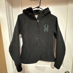 Black Kids Jacket with Spider Design